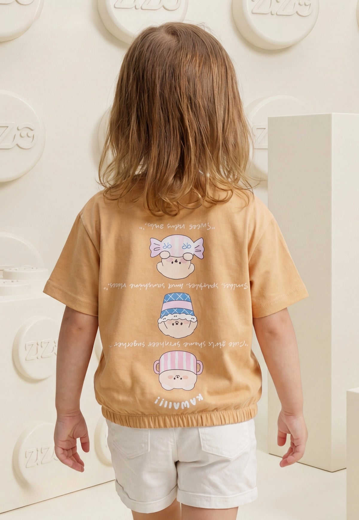تيشيرت بناتي صيفي قطن %100 (Kawaii Vibes Tee)
