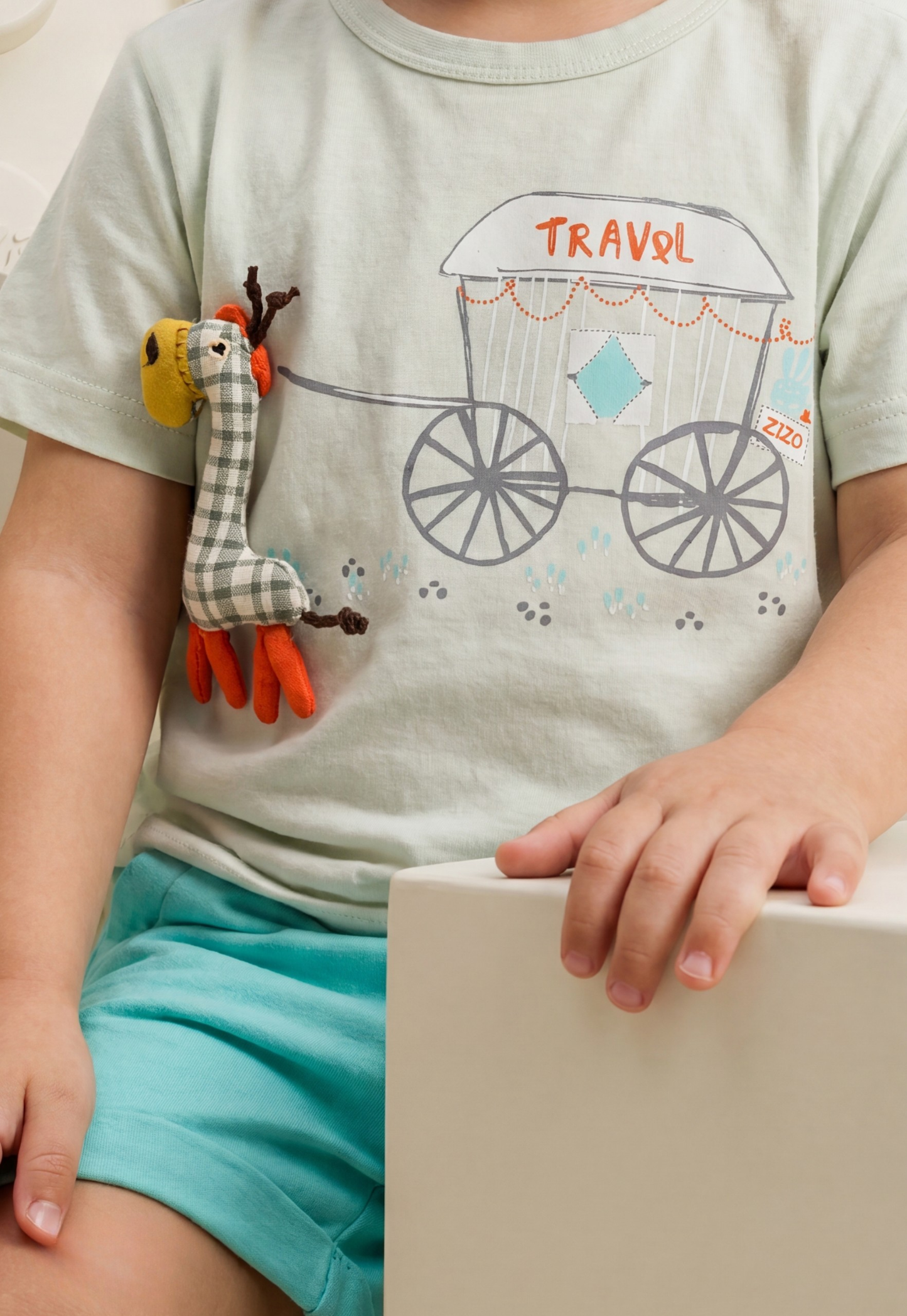 Baby Boys' Pajama Set – White & Mint (9–18 Months) 1076