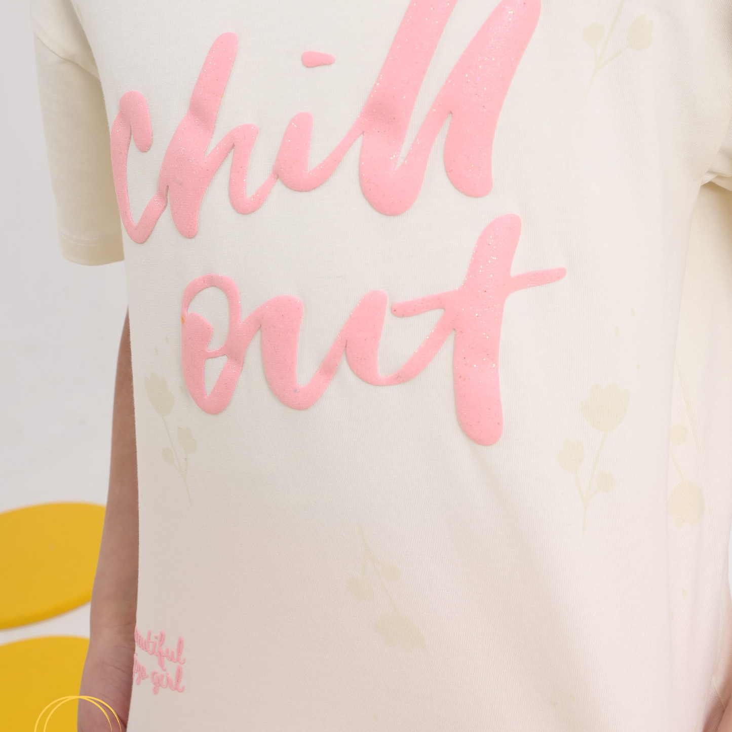 girls' pajama set is designed for ages 6 to 12 years and features a stylish cream color with pink accents for a soft and charming look741