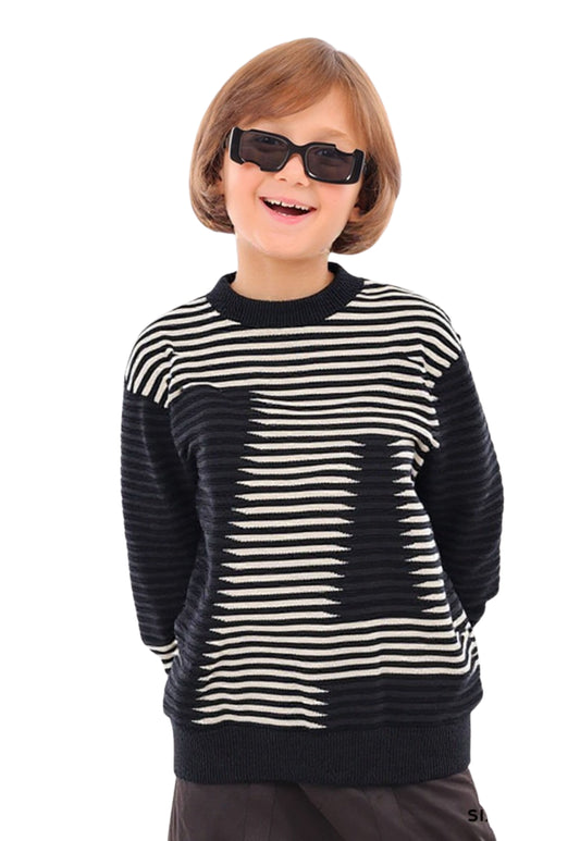 بلوفر أولادي تريكو بخطوط هندسية (321)