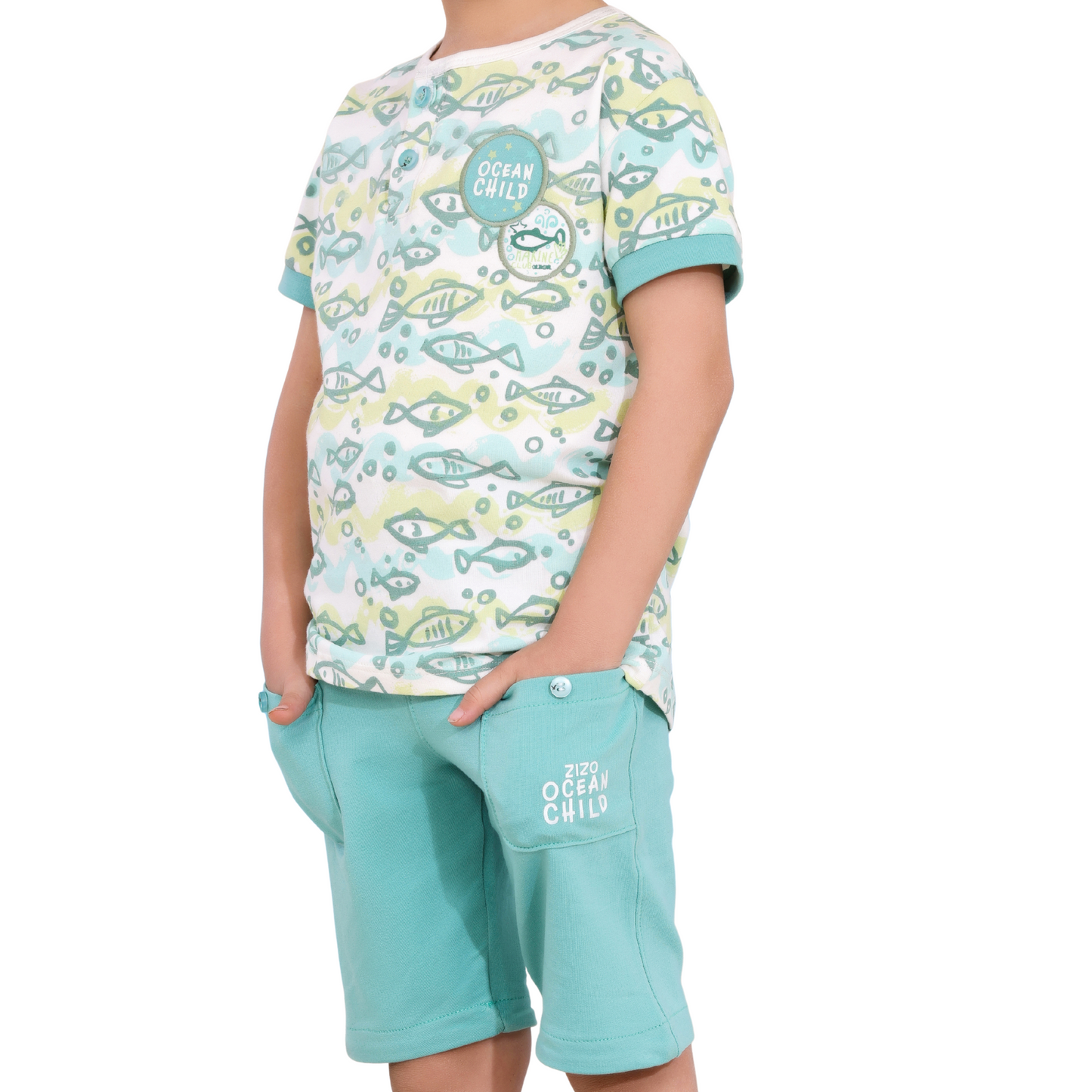 Ocean Vibes Boys' Summer Cotton Set – Ages 2-5 -524-