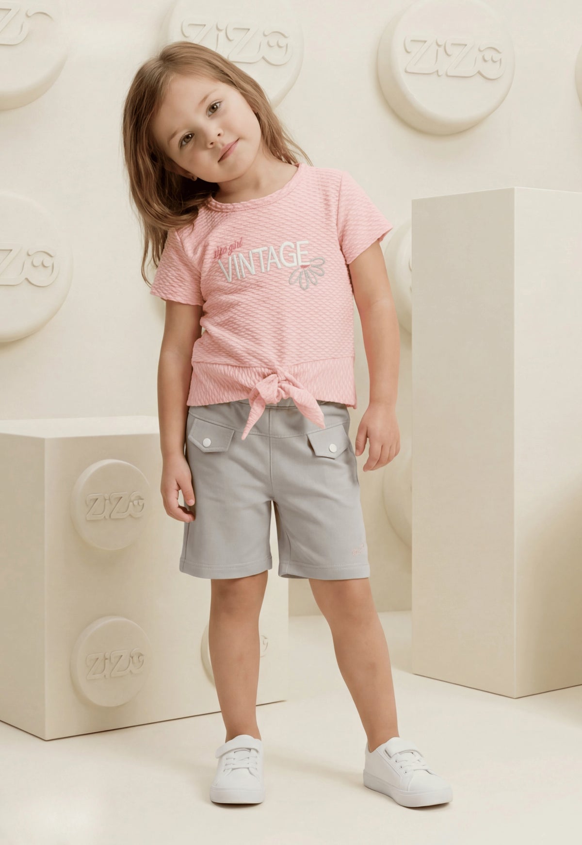 طقم بناتي صيفي قطعتين %100 (Vintage Girl Set)
