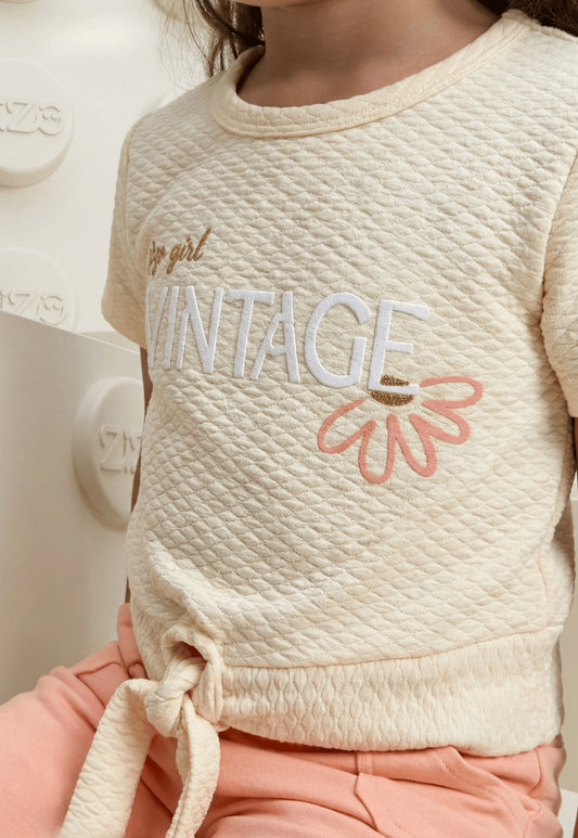 طقم بناتي صيفي قطعتين %100 (Vintage Girl Set)