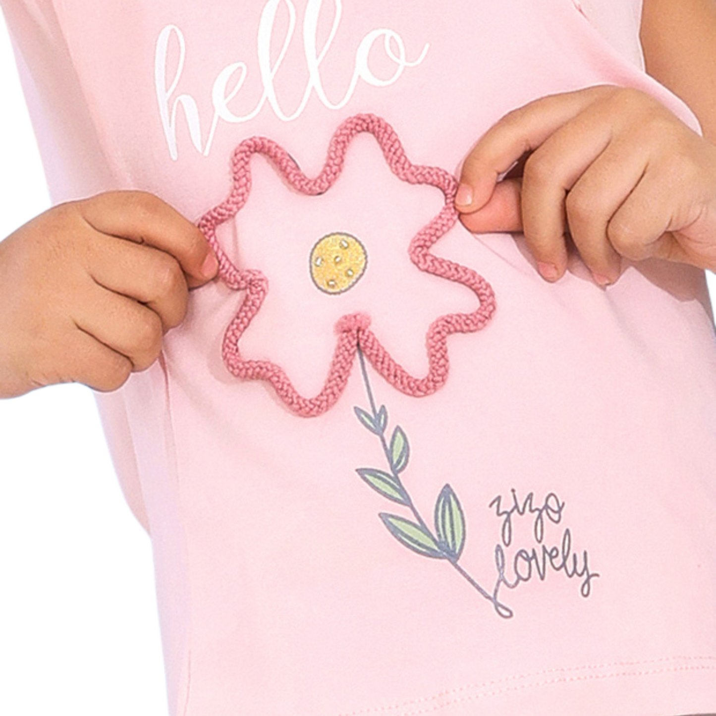 Sweet Blossom Girls' Cotton Set with Handcrafted Details – Ages 2-5 -505-