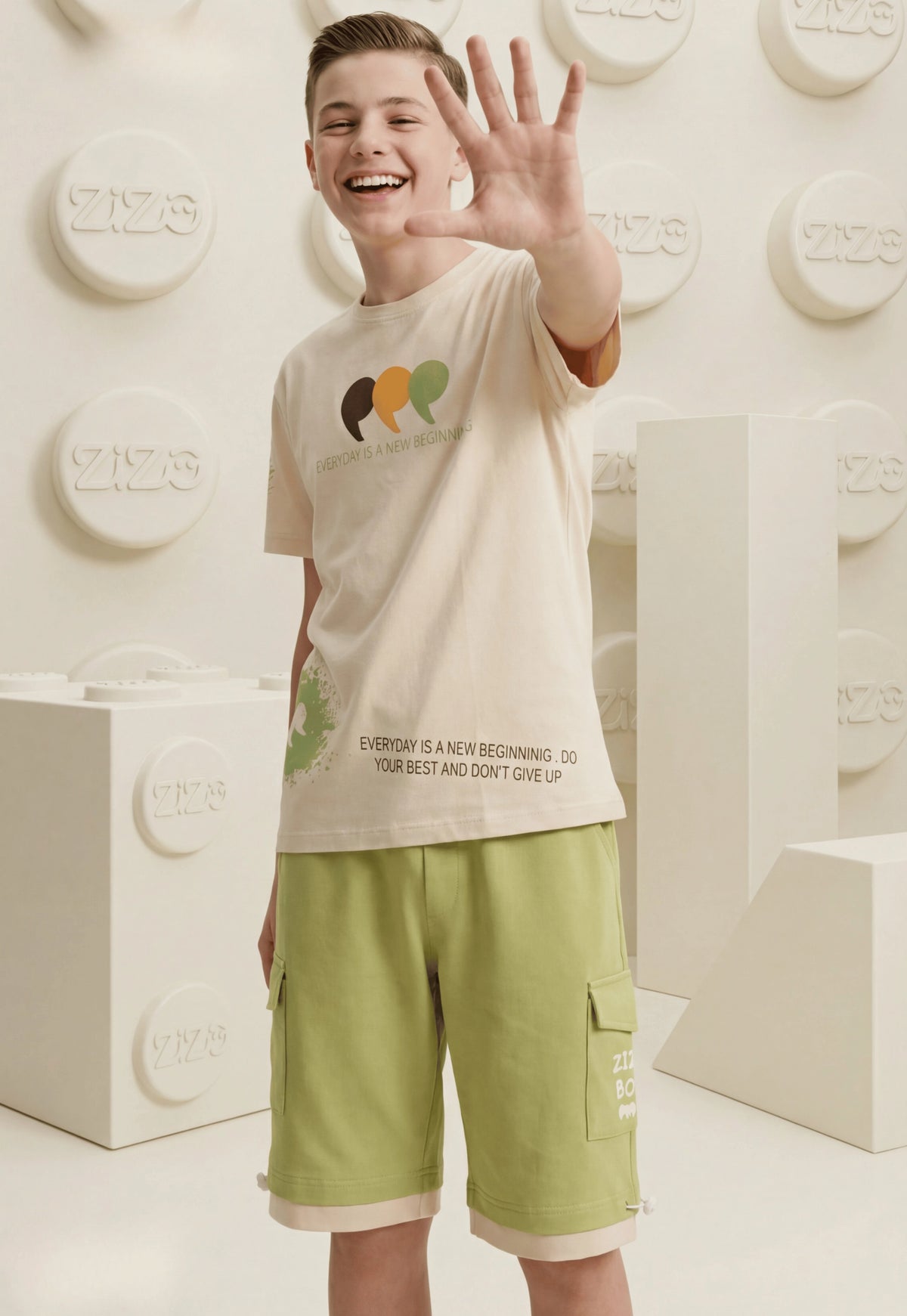 طقم اولادي صيفي قطعتين قطن %100 (Zizo Everyday Boys Set)
