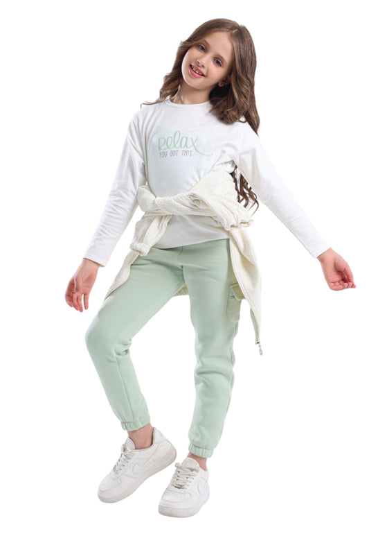 بيجاما بناتي فرو ناعم مكونة من 3 قطع (849)