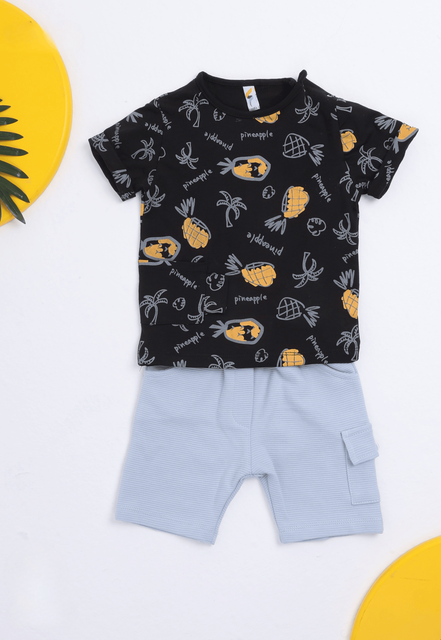 طقم أولادي صيفي قطعتين قطن %100 (Pineapple Summer Set)