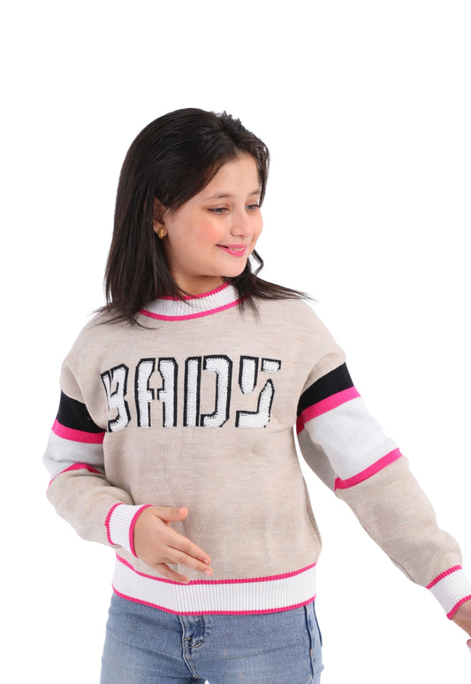 Girls' printed knitted pullover (252)