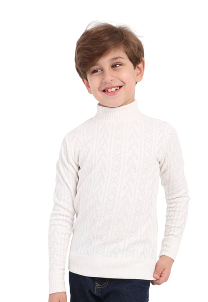 Boys' high-neck jumper with a raised pattern (271)
