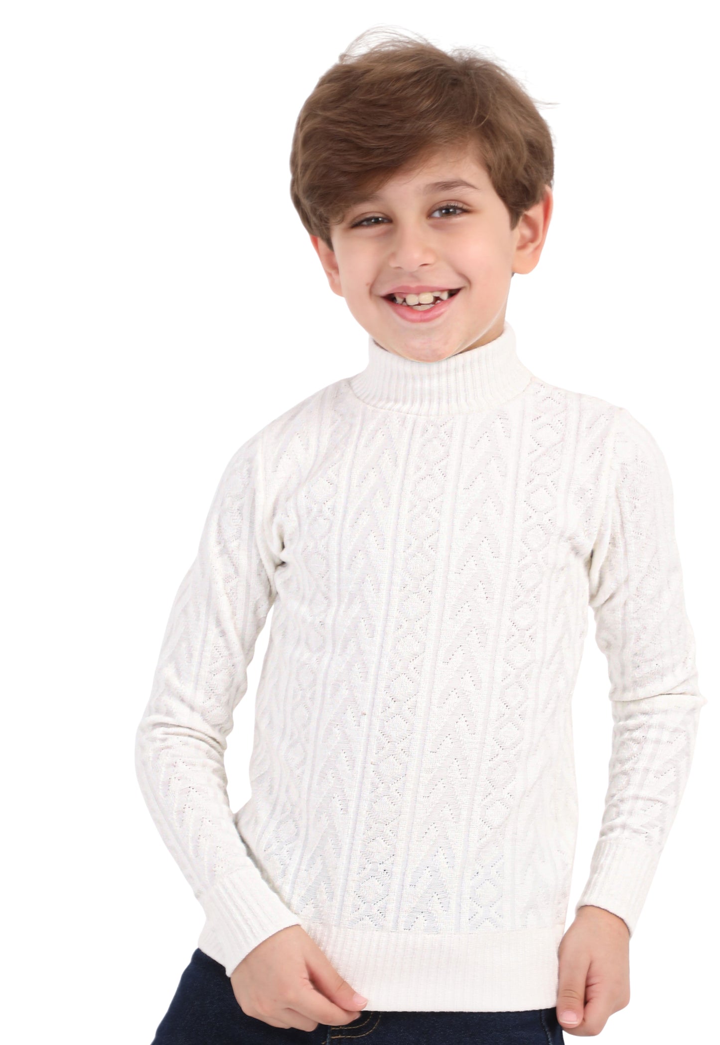 Boys' high-neck jumper with a raised pattern (271)