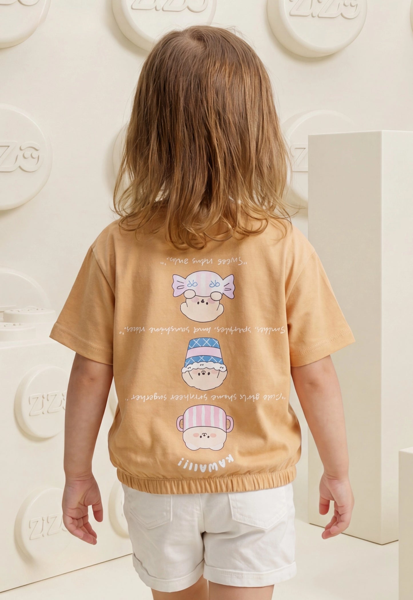 تيشيرت بناتي صيفي قطن %100 (Kawaii Vibes Tee)
