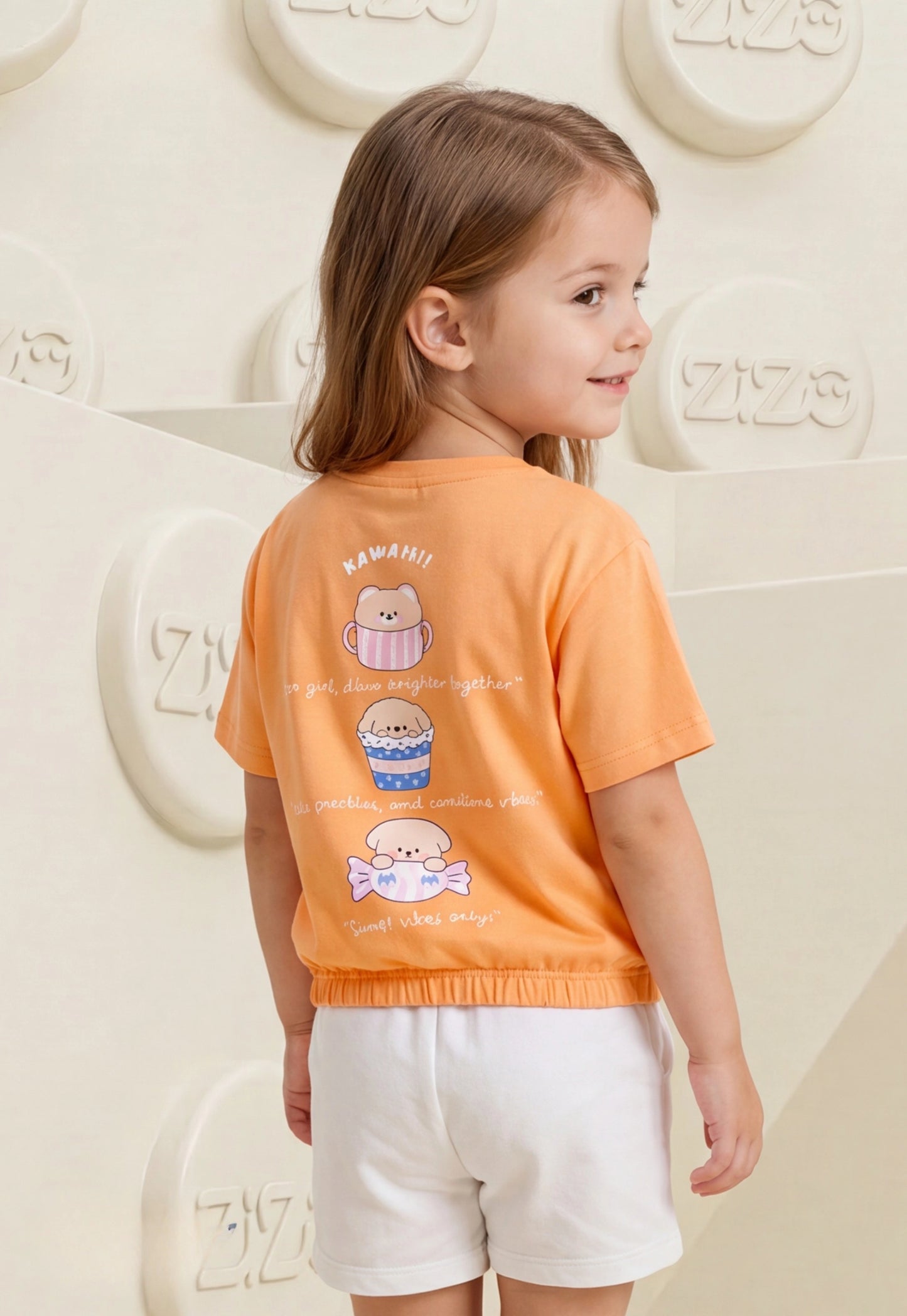 تيشيرت بناتي صيفي قطن %100 (Kawaii Vibes Tee)