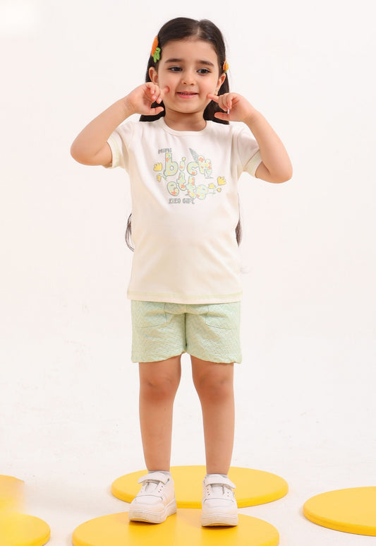 طقم بناتي صيفي قطعتين قطن %100 (Bloom Cutie Set)