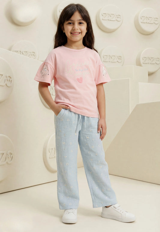 Girls' pajama set is designed for ages 6 to 12 years 745