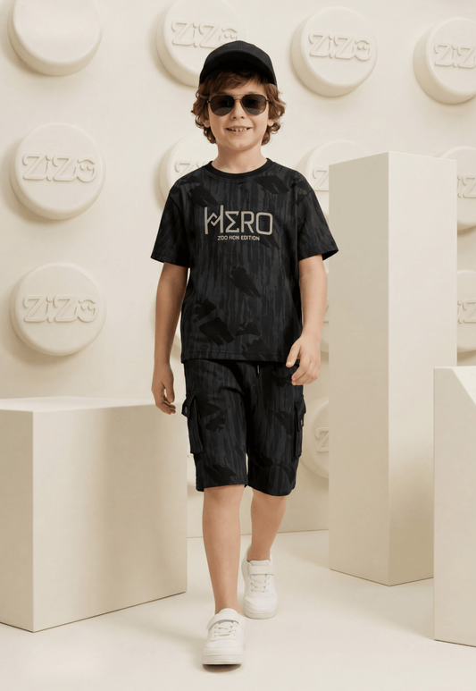 طقم اولادي صيفي قطعتين قطن %100 (Hero Camo Set)