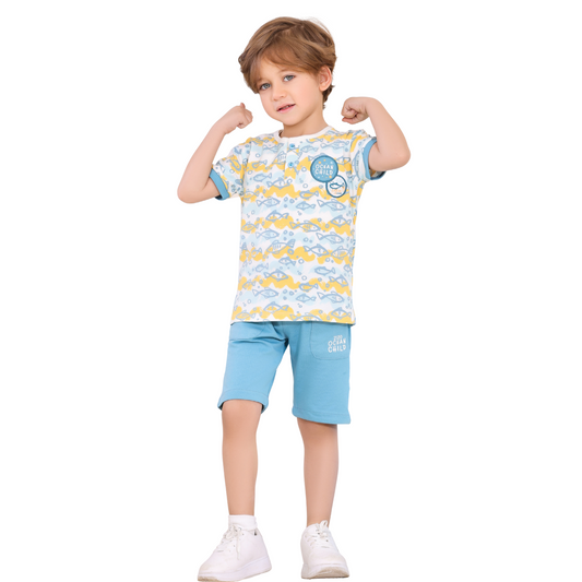 Ocean Vibes Boys' Summer Cotton Set – Ages 2-5  -524-