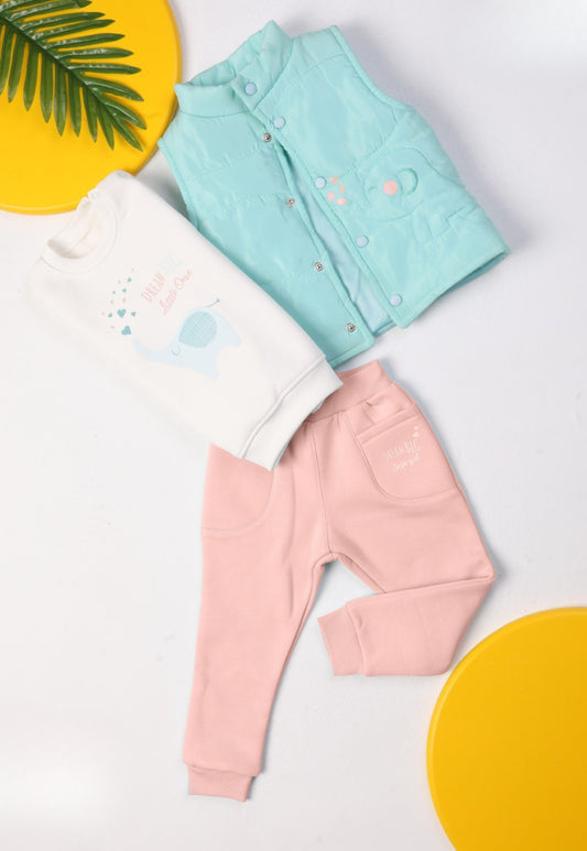 طقم بيبي بناتي شتوي 3 قطع (1061)