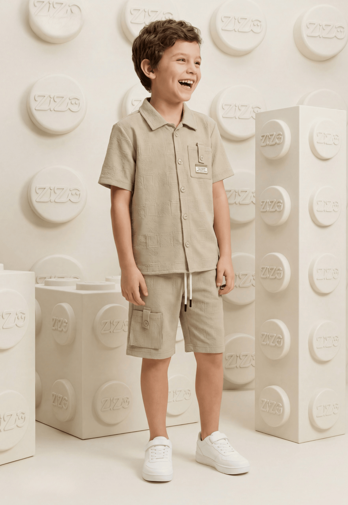 طقم اولادي صيفي قطعتين قطن %100 (Smart Casual Cargo Set)