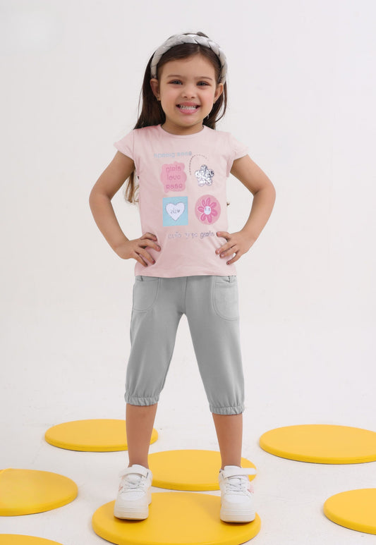 طقم بناتي صيفي قطعتين قطن %100 (Spring Rose Set)