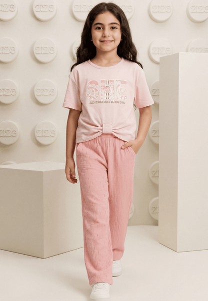 طقم بناتي صيفي قطعتين قطن %100 (Shine Sparkle Set)
