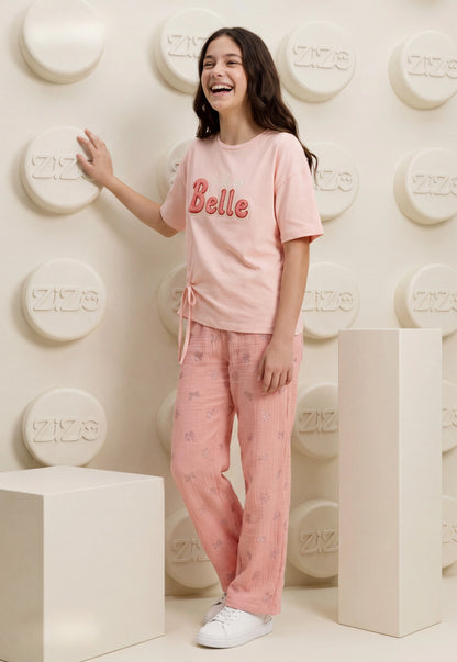 طقم بناتي صيفي قطعتين قطن %100 (La Vie est Belle Set)