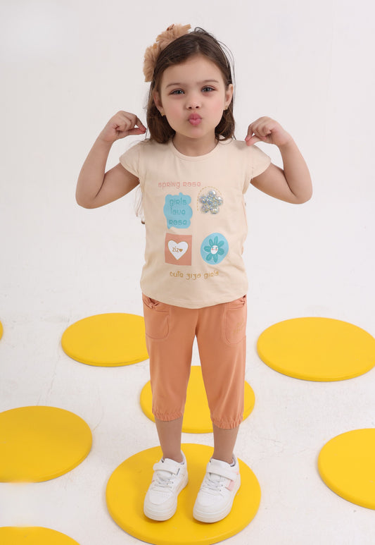 طقم بناتي صيفي قطعتين قطن %100 (Spring Rose Set)