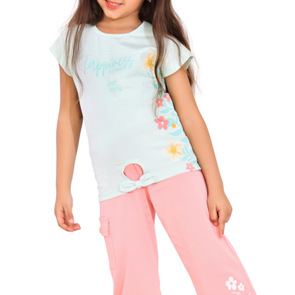 Happiness Style – Girls’ Cotton Loungewear Set (Ages 2–5)