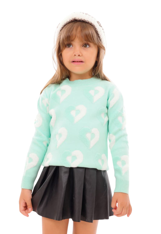 Girls' knitted sweater with a heart pattern (351)