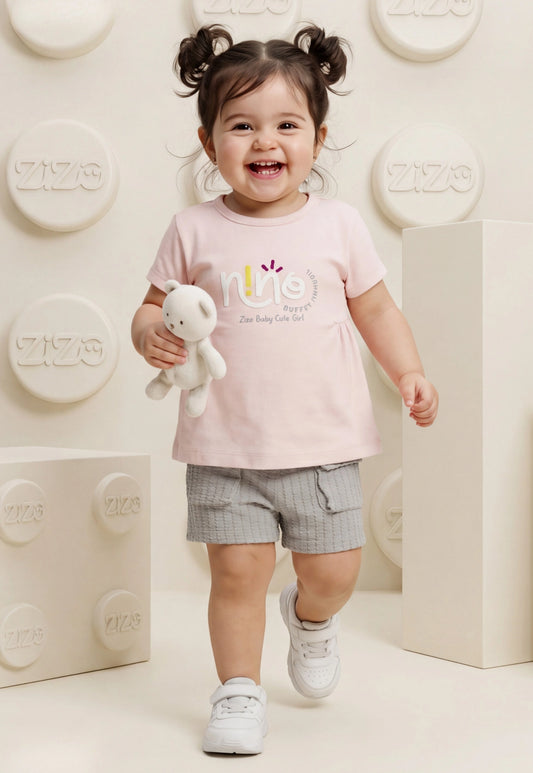 طقم بناتي صيفي قطعتين قطن %100 (Nino Baby Set)