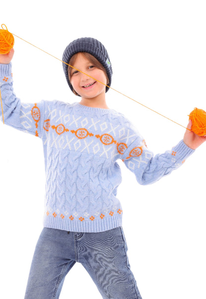 Boys' knitted sweater with a classic geometric pattern (322)