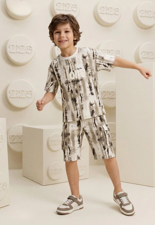 طقم اولادي صيفي قطعتين قطن %100 (Printed Boys Set)