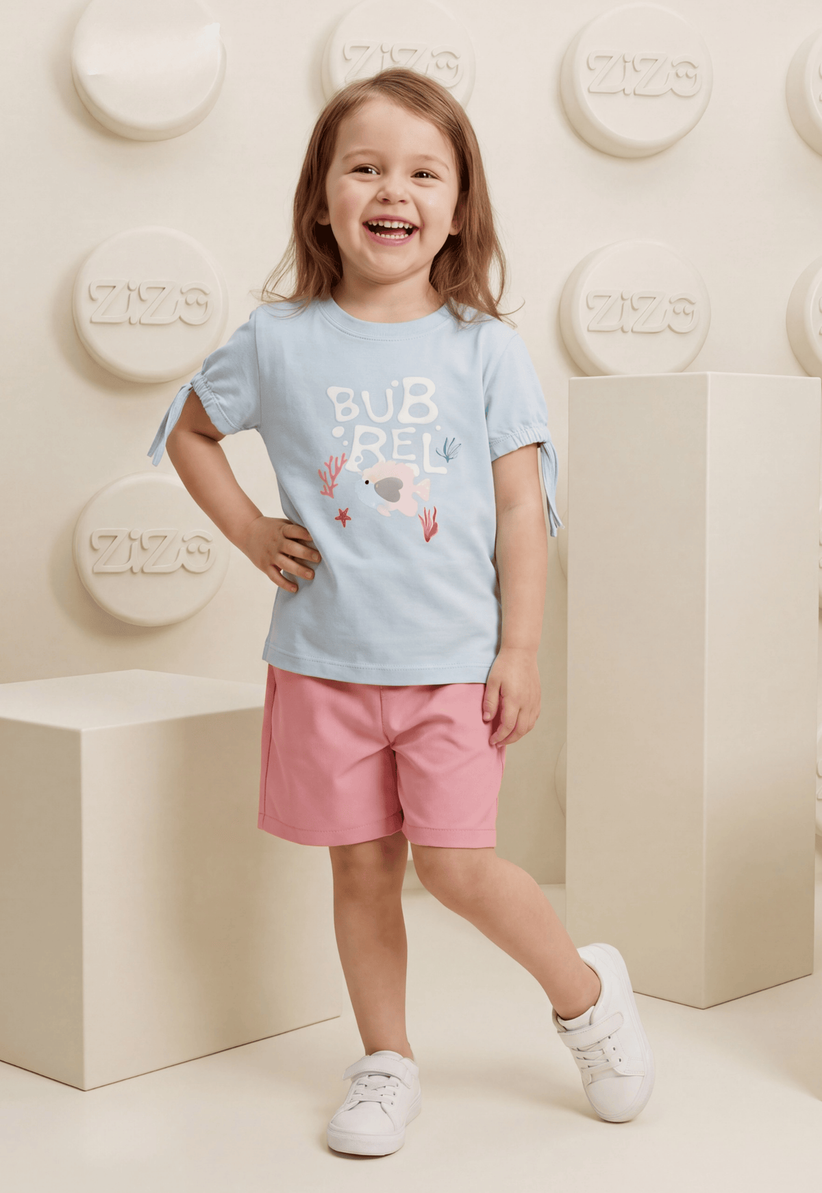 طقم بناتي صيفي قطعتين قطن %100 (Bubble Reef Set)
