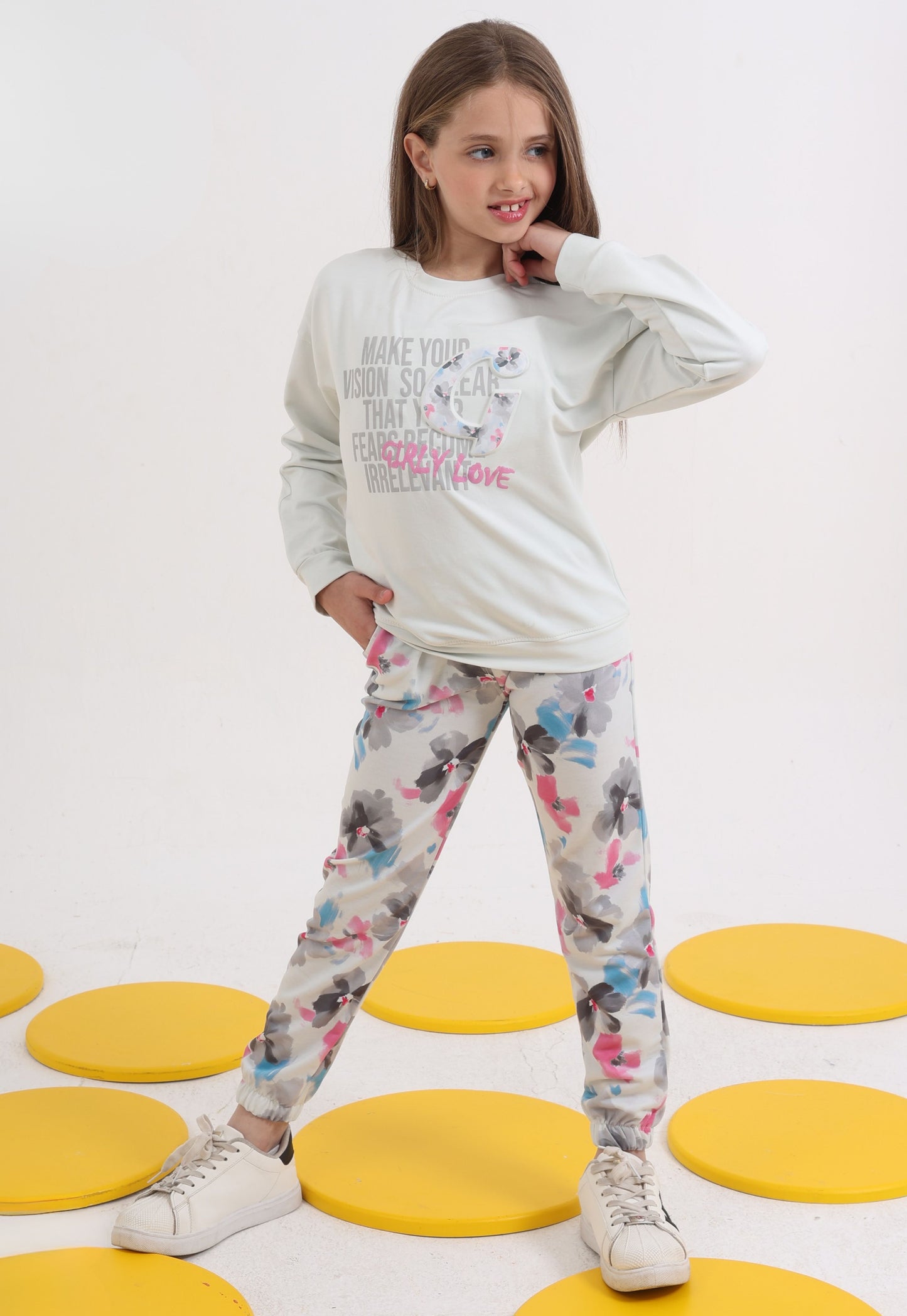 Girls' soft fleece pajamas, 3 pieces (843)
