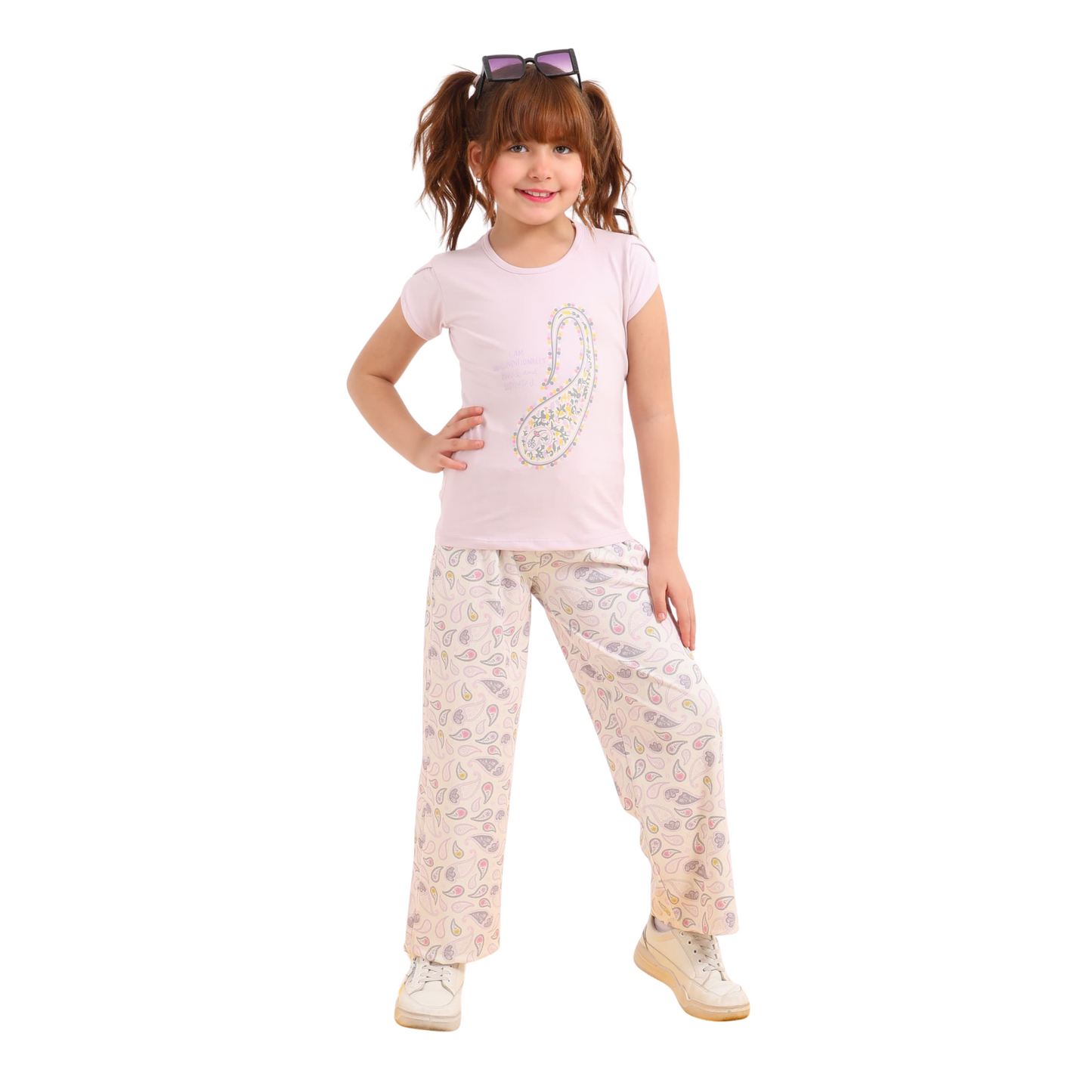 girls' pajama set is designed for ages 6 to 12 years