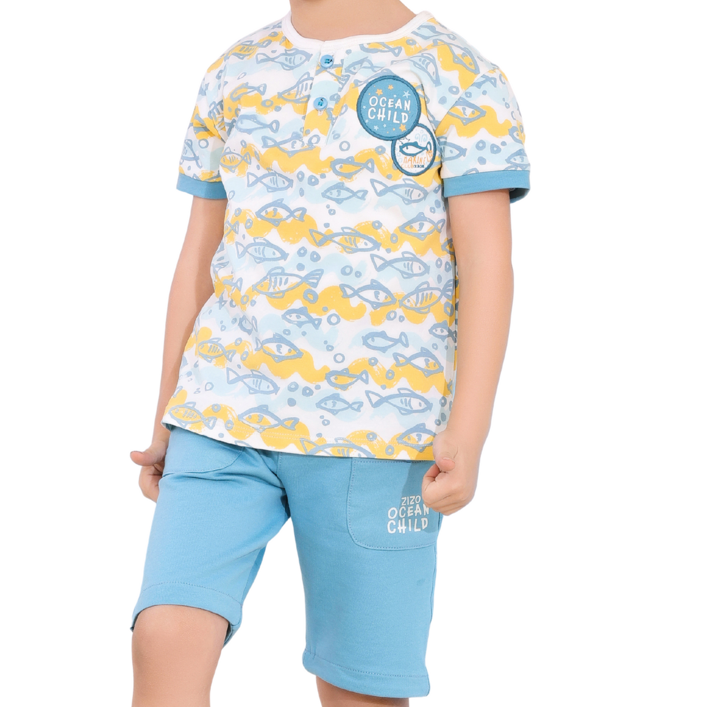 Ocean Vibes Boys' Summer Cotton Set – Ages 2-5  -524-