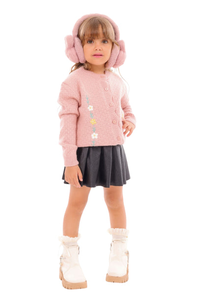 بلوفر  بناتي تريكو مطرز بالورود (358)