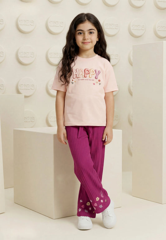 طقم بناتي صيفي قطعتين قطن %100 (Happy Bloom Set)