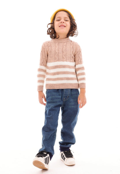 Boys' knitted jumper with wide stripes (300)