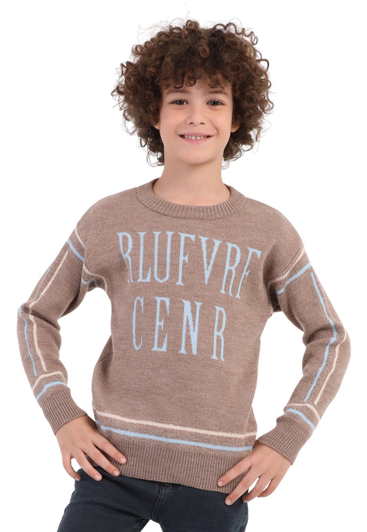Boys' knitted pullover with letter print (210)