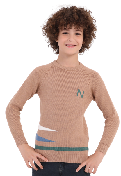 Boys' knitted sweater with colorful details (211)