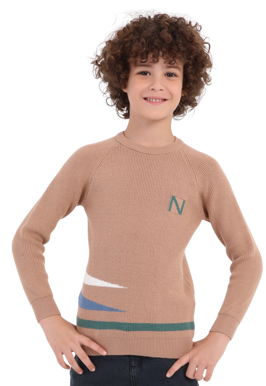 Boys' knitted sweater with colorful details (211)