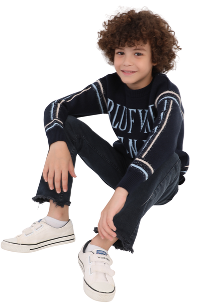 Boys' knitted pullover with letter print (210)