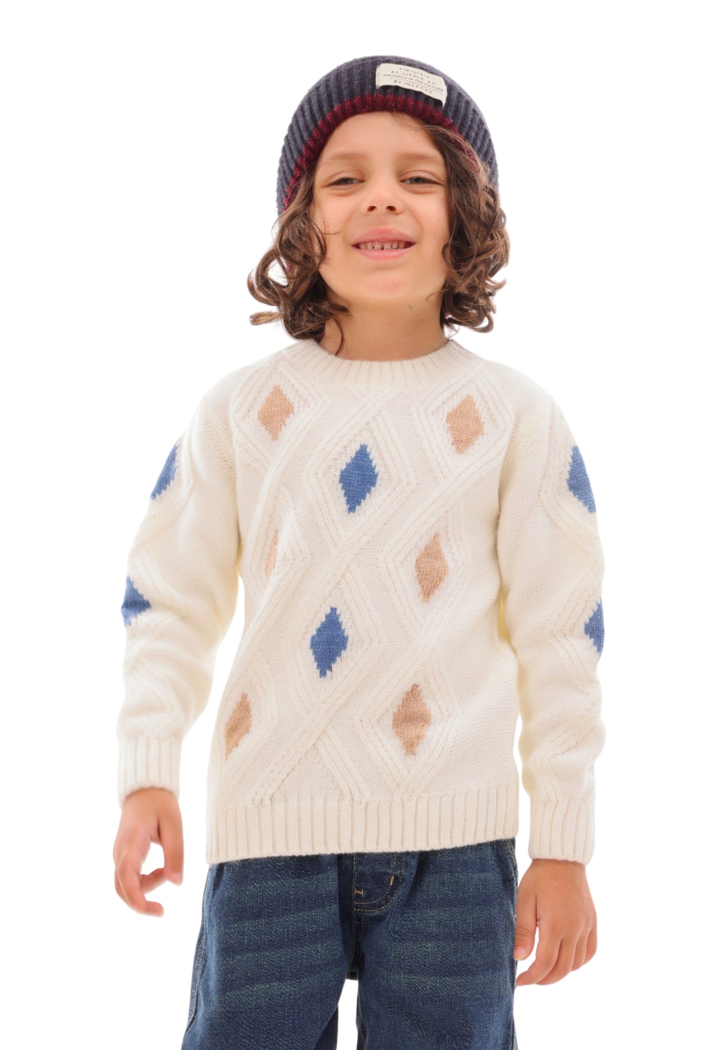 بلوفر أولادي تريكو بنقشة ماس دايموند (303)