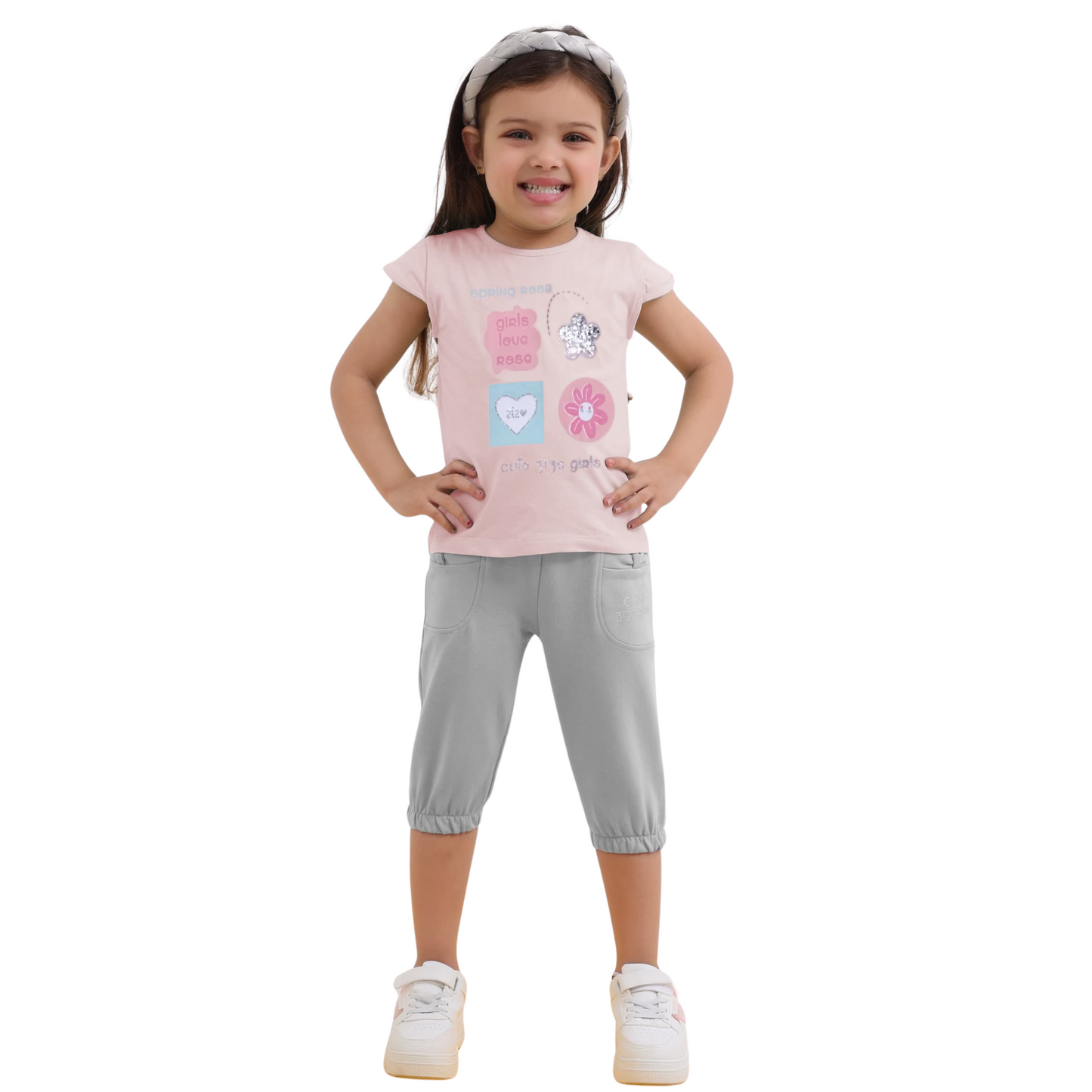 Sweet Spring Girls' Pajama Set – 100% Cotton (Ages 2–5 Years) 517