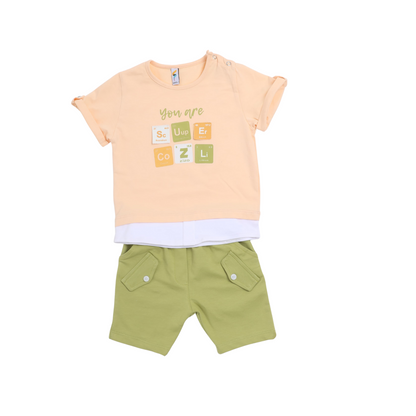 Cool & Cozy” Baby Boys’ Pajama Set – Yellow & Blue (9–18 Months) 1077