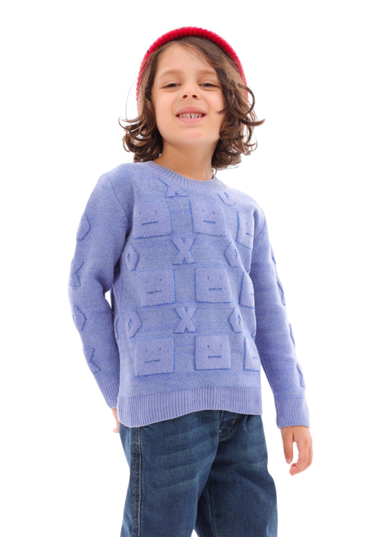 بلوفر أولادي تريكو بنقشة هندسية بارزة (305)