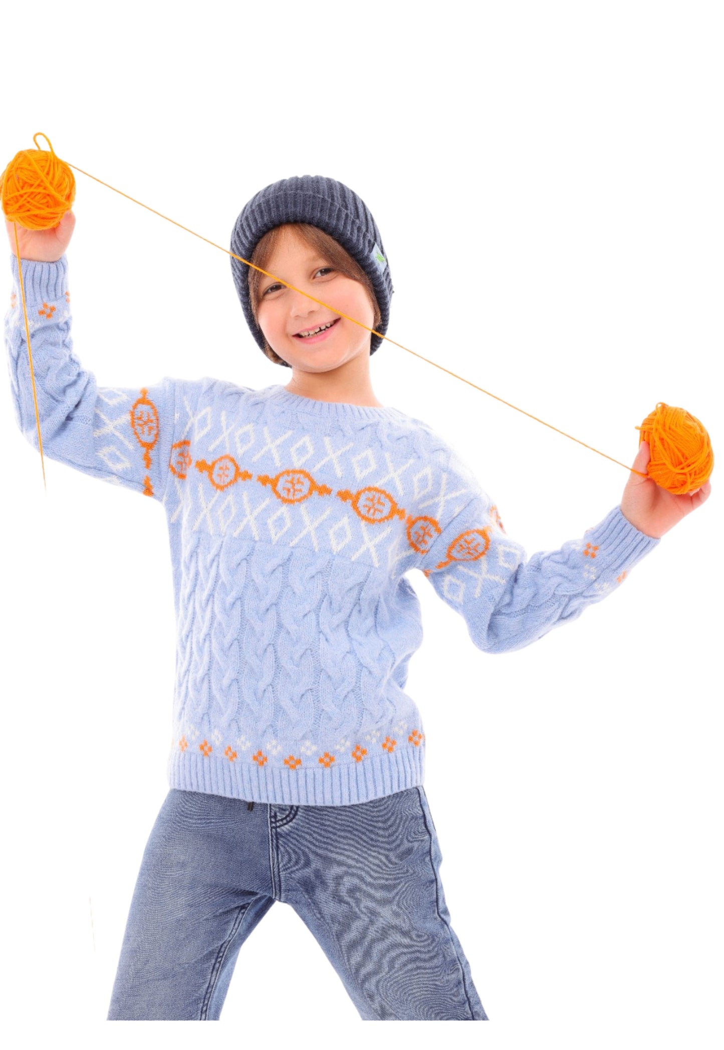 بلوفر أولادي تريكو بنقشة هندسية كلاسيكية  (322)