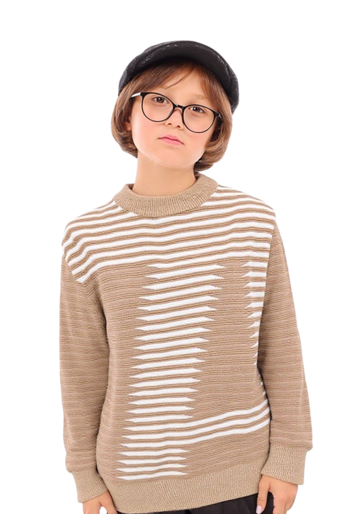 بلوفر أولادي تريكو بخطوط هندسية  (321)