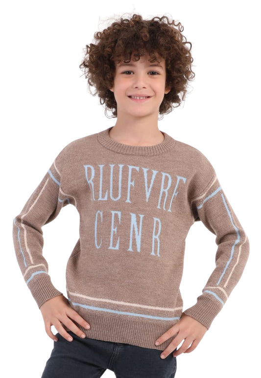 بلوفر أولادي تريكو مطبوع بنقشة حروف (210)