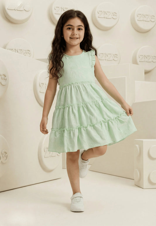 فستان بناتي صيفي قطن %100 (Tiered Floral Dress)